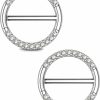 OUFER Oufer Nipple Piercing Jewelry 14G 316L Stainless Steel Nipple Rings Clicker Shiny Clear Cz Nipple Barbell For Women | Body Piercing Barbells