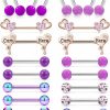 Ocptiy Ocptiy Purple Nipple Rings For Women 14G Surgical Steel Nipple Shield Barbell Ring Bar Nipplerings Body Piercing Jewelry For Women | Body Piercing Barbells