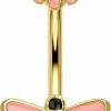 CM Crareesi Mania Cm Crareesi Mania Bee Belly Button Rings 316L Stainless Steel Gold Belly Rings For Women 14G Flower Belly Button Piercing Jewelry 10Mm Cute Navel Piercing Jewelry | Body Piercing Barbells