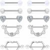 Lcolyoli Lcolyoli 14G Surgical Steel Nipple Rings For Women Nipple Shield Barbell Ring Bar Heart Nipple Piercing Jewelry Set | Body Piercing Barbells