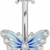 OUFER Oufer Butterfly Belly Button Rings, 14G 316L Surgical Steel Navel Piercing Jewelry, Navel Ring Barbell For Women Girls | Body Piercing Barbells