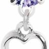 WildKlass Jewelry Wildklass Jewelry Gemmed Navel Ring With Elegant Heart Spiral Dangle And Tanzanite 316L Surgical Steel | Body Piercing Barbells