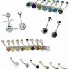 SONHWIL Sonhwil 36Pcs 14G Stainless Steel Belly Button Rings Navel Rings Cz Curved Barbell Piercing Belly Rings For Women Body Piercing Jewelry | Body Piercing Barbells