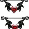 FLOGWE Flogwe 14G 316L Nipple Rings Surgial Steel Halloween Devil Heart Nipple Ring Bat Dragon Wings Nipple Piercing Jewelry For Women Men | Body Piercing Barbells