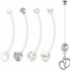 LAURITAMI Lauritami Pregnancy Belly Button Rings 14G Clear Acrylic Bioflex Cz Sport Maternity Belly Navel Ring Barbell Body Jewelry Piercing | Body Piercing Barbells