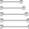 Ruifan Ruifan 5Pcs 14 Gauge Mix Sizes Industrial Barbell Cartilage Earring Body Piercing Jewelry 28Mm 32Mm 35Mm 38Mm 40Mm | Body Piercing Barbells