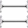 Pierced Owl Pierced Owl 14Ga Stainless Steel Stacked Cz Crystal Baguette Gem Ends Nipple Barbells, Sold As A Pair | Body Piercing Barbells