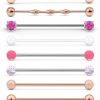 SCERRING Scerring 3-9Pcs 16G 14G Industrial Barbell Cartilage Earring Body Piercing Jewelry For Women Men 1 1/2\"(38Mm) | Body Piercing Barbells