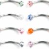 Ruifan Ruifan Glitter Ball & Surgical Steel Bar Curved Barbell Snake Eyes Tongue Belly Ring Piercing 14G 2-8Pcs | Body Piercing Barbells