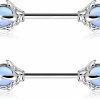 OUFER Oufer 14G Nipple Rings Dragon Claw With Natural Stone Nipple Piercing Jewelry 316L Stainless Steel Nipple For Women | Body Piercing Barbells