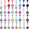 ONESING Onesing 32 Pcs 14G Belly Button Rings Belly Rings For Women Belly Piercing Jewelry Belly Bars Navel Rings Stainless Steel Body Piercing Jewelry (Style-B-32 Pcs) | Body Piercing Barbells