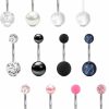 VCMART Vcmart 14G 12Mm 14Mm Belly Button Ring Surgical Steel Belly Button Rings Silver Pink Green Belly Rings For Women Navel Rings Piercing Jewelry Long Bar Belly Button Piercing Jewelry | Body Piercing Barbells