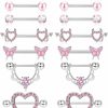 Fansilver Fansilver 7 Pairs 14G Nipple Rings For Women Surgical Steel Nipple Piercing Cz Heart Butterfly Barbell Nipple Rings Set Cute Nipple Body Piercing Jewelry | Body Piercing Barbells