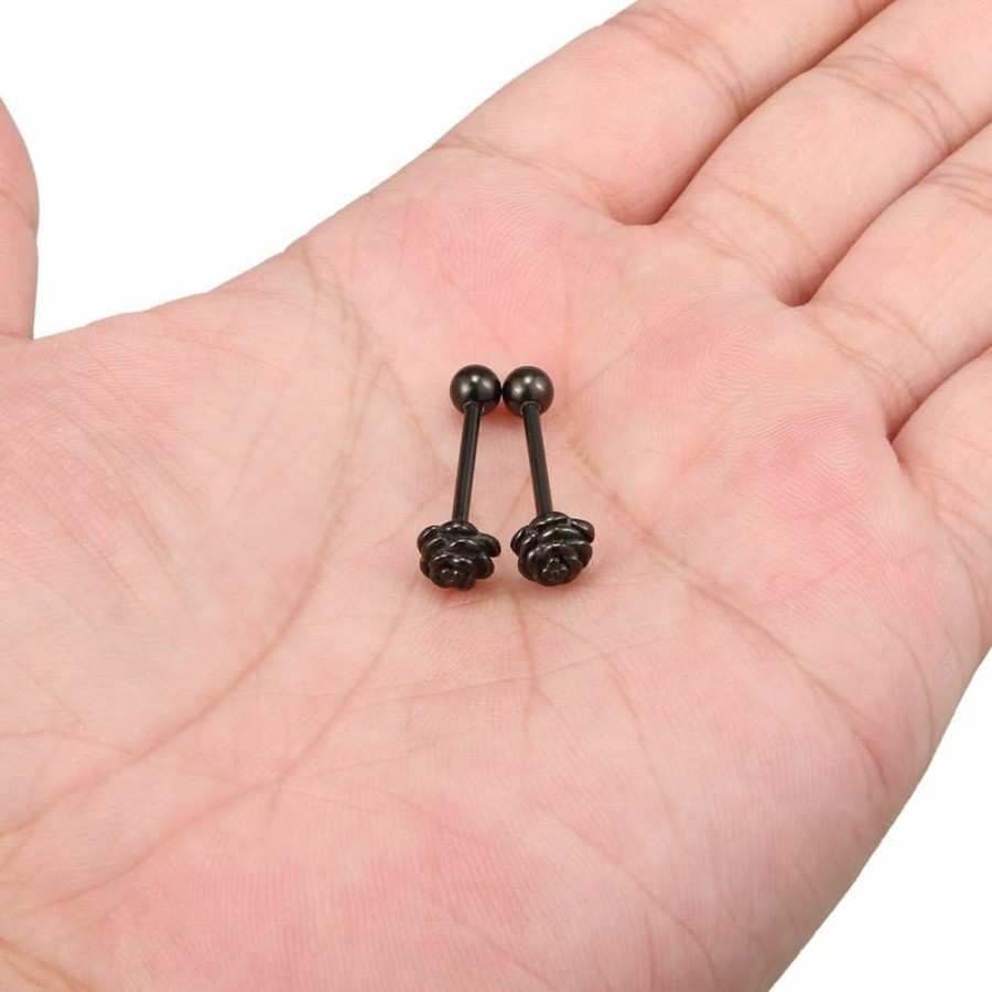 Ruifan Ruifan 2Pcs Vintage Straight Barbell Nipple Tongue Ring Piercing 14G | Body Piercing Barbells