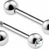 BanaVega 2Pcs Surgical Steel Straight Barbell 14 Gauge 5/16 8Mm 4Mm Crystal Helix Earrings Cartilage Piercing Jewelry See More Colors | Body Piercing Barbells