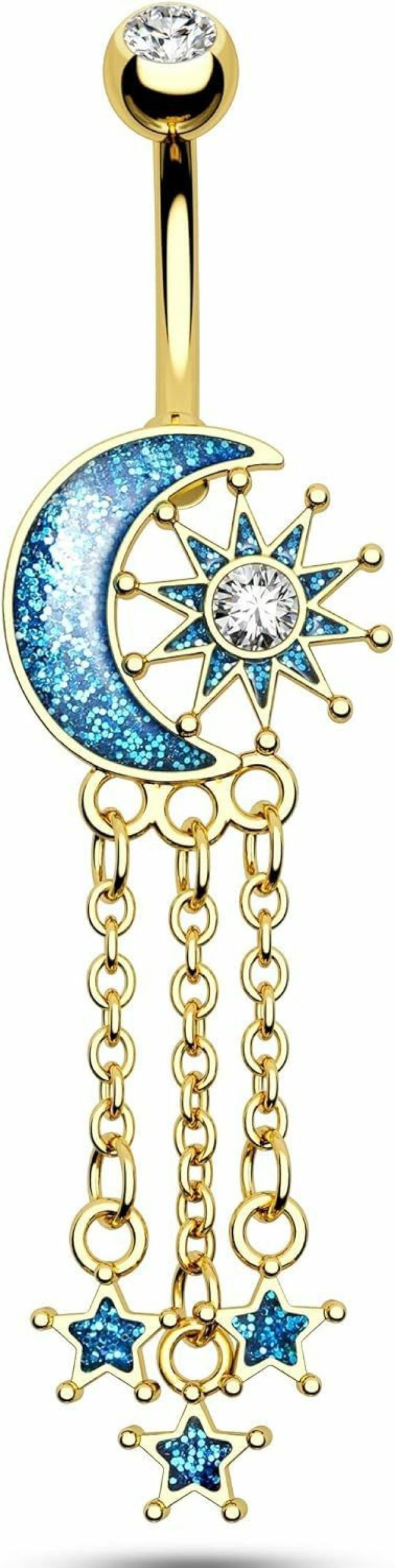 COCHARM Cocharm Moon Dangle Belly Button Rings Gold 14G Star Belly Rings For Women Dangling Cute Nave Rings Boho Sun Belly Piercing Jewelry | Body Piercing Barbells