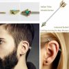 Generic 14G Blue Turquoise Indian Arrow Industrial Barbell Cartilage Earring, Antique Gold Arrow Industrial Piercing Earring For Men Women | Body Piercing Barbells