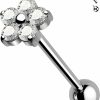 Jewseen Jewseen G23 Titanium Tongue Rings 14G Tongue Barbell Internally Threaded Tongue Piercing Jewelry Flower Bridge Piercing For Women Men | Body Piercing Barbells