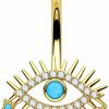 COCHARM Cocharm 14G Evil Eye Belly Button Rings 10Mm Belly Button Ring Gold/Silver Surgical Steel Belly Rings For Women Hypoallergenic | Body Piercing Barbells