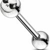 Tongue Barbells Jack Skellington Logo Tongue Ring. 14Gx9/16(1.6X14Mm) 316L Surgical Steel Barbell With 6/6Mm Ball Tongue Piericng Jewelry. Price Per 1 Piece Only. | Body Piercing Barbells