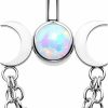 CM Crareesi Mania Cm Crareesi Mania Moon Phase Belly Button Rings Double Chain Belly Rings 316L Stainless Steel Belly Button Piercing Jewelry 14Gauge Belly Ring For Women | Body Piercing Barbells