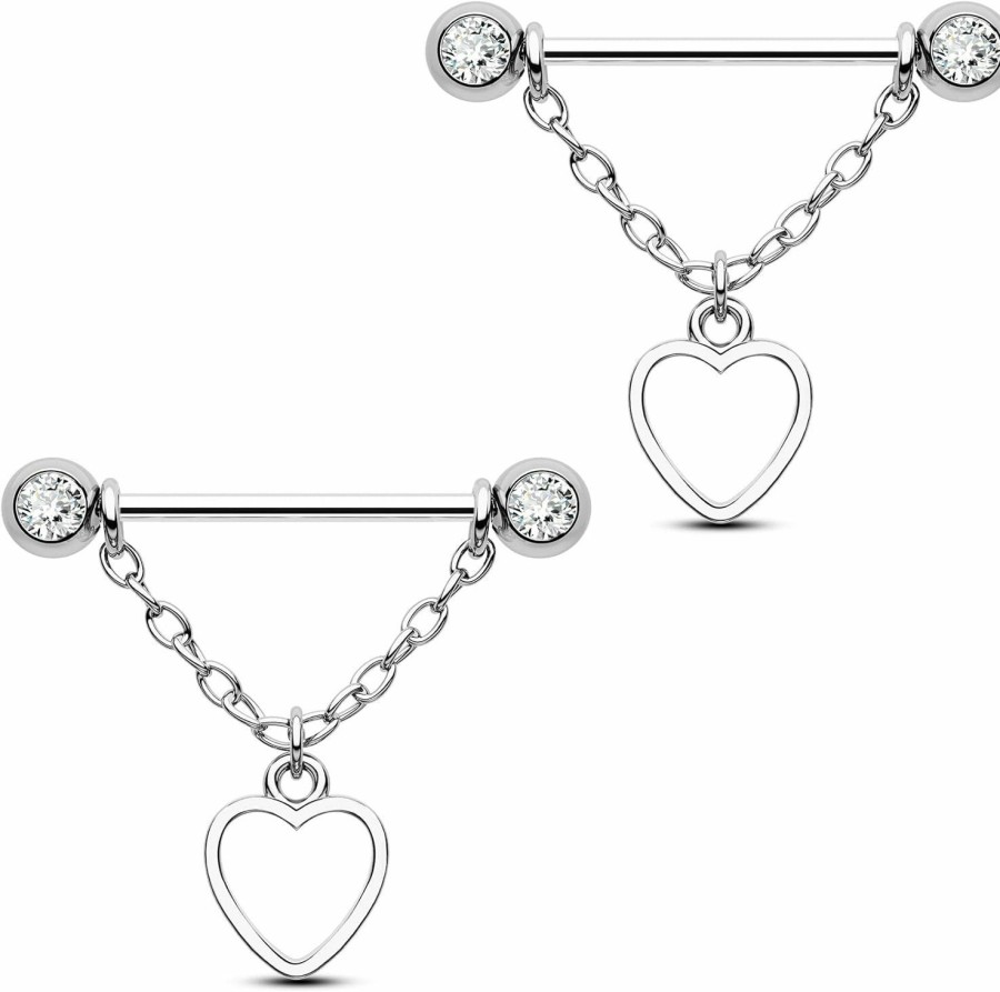 CM Crareesi Mania Cm Crareesi Mania Chain Nipple Ring 316L Stainless Steel Nipple Chain Rings 14G Dangle Nipple Piercing Jewelry Silver Nipple Barbells For Women | Body Piercing Barbells