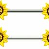 Kokoma 14G Sunflower Nipple Rings Stainless Steel Yellow Flower Nipple Tongue Ring Barbell Piercing Nipplerings Body Piercing Jewelry Gifts For Women Girls Bff | Body Piercing Barbells