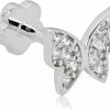 AVORA Avora 14K Gold Simulated Diamond Cz Butterfly Cartilage Piercing Flat Back Earring Body Jewelry (18 Gauge) | Body Piercing Barbells