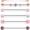 Lcolyoli Lcolyoli 16G Stainless Steel Industrial Barbell With Opal Earrings For Women Men Cartilage Helix Rings Piercing Jewelry 7 Pieces 1 1/2 Inch (38Mm) Industrial Piercing Bar | Body Piercing Barbells