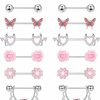 JeryWe Jerywe 7 Pairs 14G Nipple Rings For Women 316L Stainless Steel Heart Butterfly Cz Flower Barbell Nipple Rings Set Cute Nipplerings Piercing Jewelry | Body Piercing Barbells