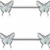 COLORFUL BLING 2022 Charm Butterfly Nipple Barbell 14G Colorful Charming Nipple Piercing Animals Jewelry Nipple Ring Bar Body Piercing Jewelry For Women Girls | Body Piercing Barbells