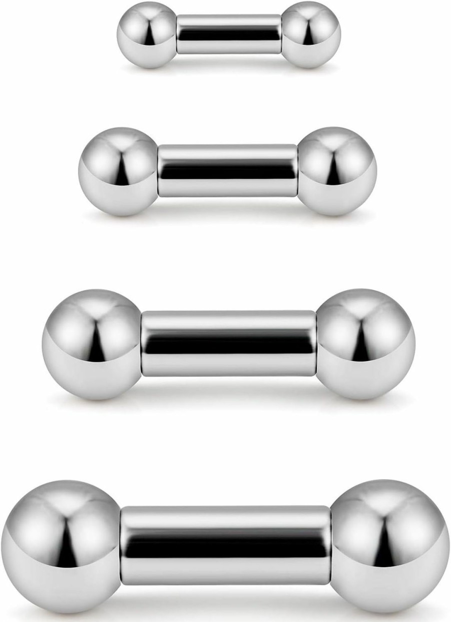 SCERRING Scerring 2-4Pcs Pa Ring Straight Barbell Internally Threaded Monster Screwball Rings 316L Surgical Steel Body Piercing Jewelry 2G 4G 6G 8G | Body Piercing Barbells