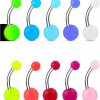 CM Crareesi Mania Cm Crareesi Mania 10Pieces Belly Button Rings Glow In The Dark Belly Rings 14G Banana Barbells Colorful Navel Piercing Jewellery Navel Bars | Body Piercing Barbells