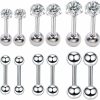 NewZenro Newzenro Ball 20G Ear Cartilage Helix Surgical Stainless Steel Tiny Cz Studs Earrings Tragus Huggie Barbell Screw Backs Auricle Piercing Jewelry Set 3Mm 4Mm 5Mm | Body Piercing Barbells