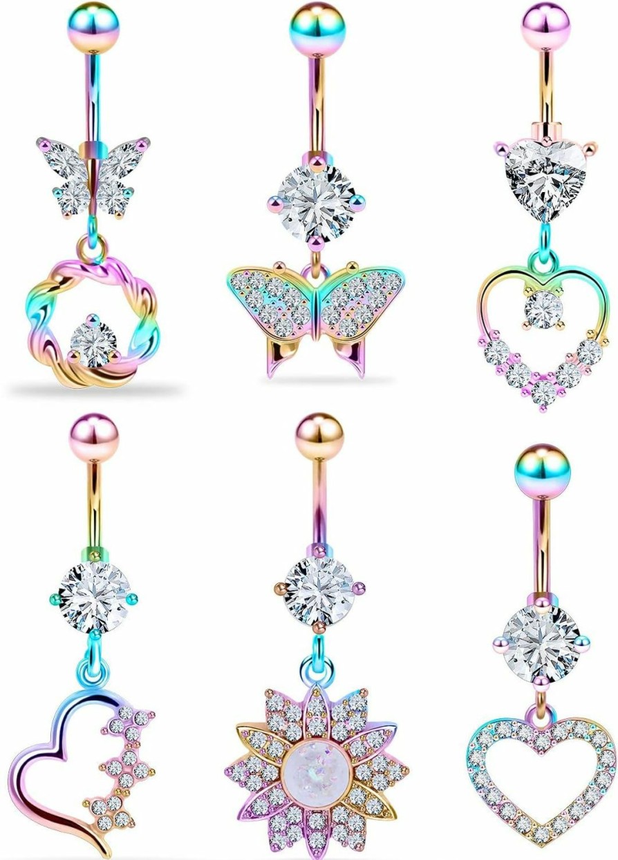 Goerhsjie Goerhsjie Belly Button Ring Dangle Belly Button Rings Belly Rings Belly Button Rings Belly Ring Belly Button Ring Surgical Steel Belly Piercing Belly Rings For Women Belly Button Piercing | Body Piercing Barbells