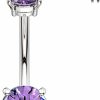 Forbidden Body Jewelry Forbidden Body Jewelry 14G Internally Threaded Solitaire Cz Top Mount Belly Button Ring | Body Piercing Barbells