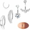 FIBO STEEL Fibo Steel 14G Belly Button Clicker Ring For Women Hinged Navel Rings Piercing Surgical Steel Cz Reverse Curved Barbell Body Jewelry Set 10Mm | Body Piercing Barbells