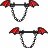 CM Crareesi Mania Cm Crareesi Mania Bat Nipple Rings Bat Wings Nipple Piercing Jewelry 316L Surgical Steel Chain Nipple Rings 14G Black Nipple Barbell Nipple Shield Rings For Halloween | Body Piercing Barbells